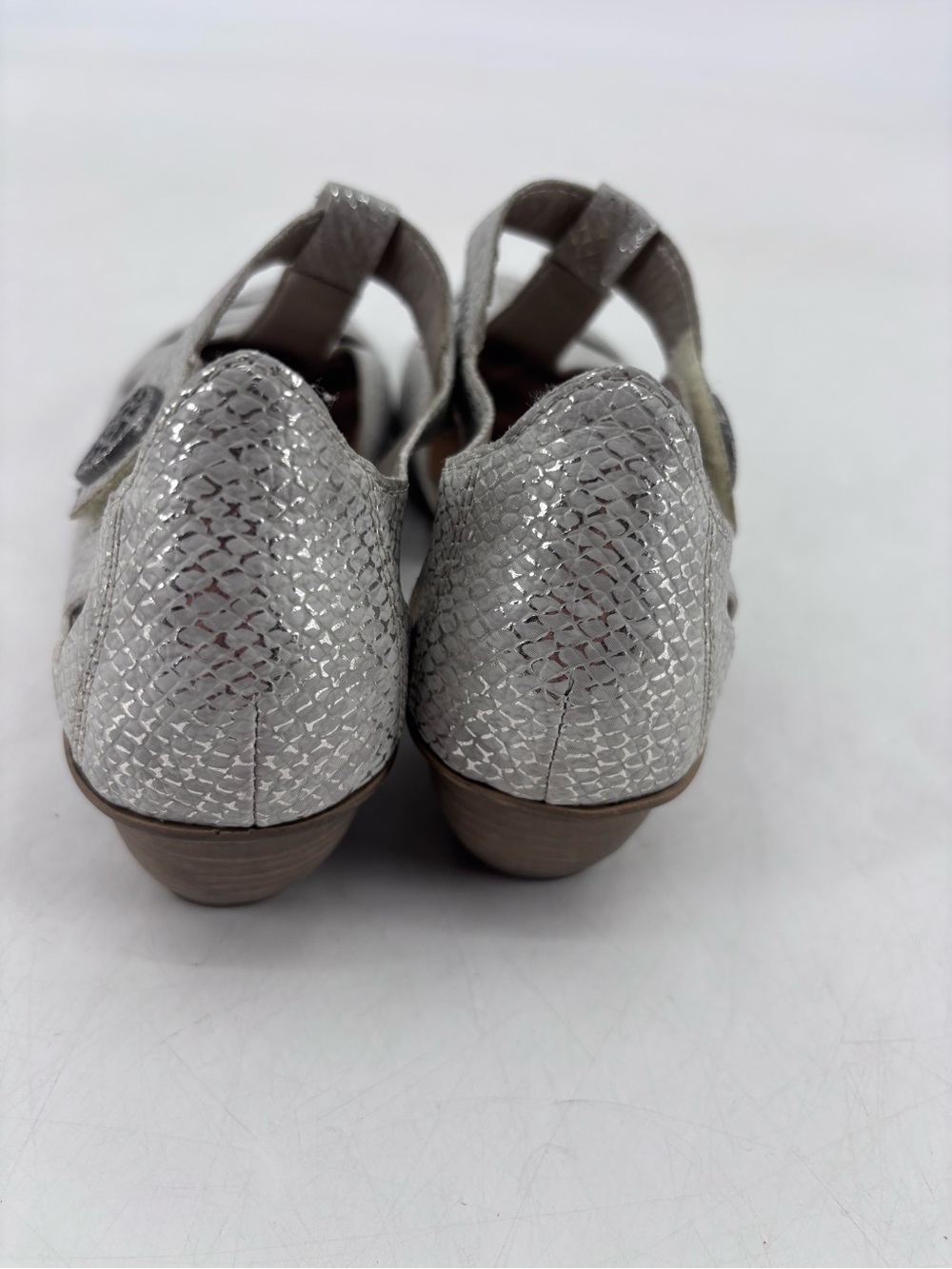 Rieker Antistress Mirjam Metallic Cut Out Perforated Mary Jane Heeled Sandals - Picture 7 of 15
